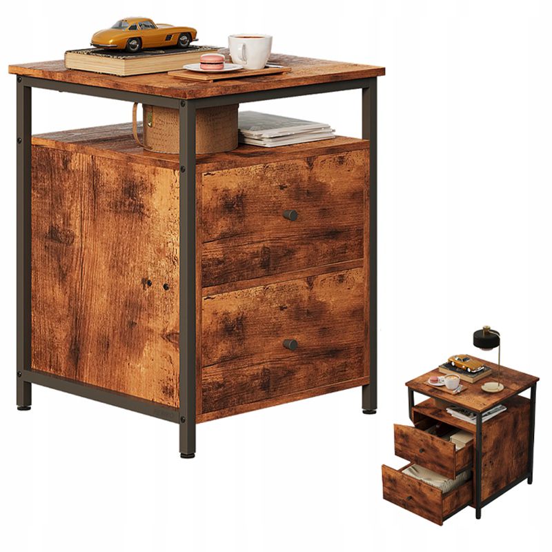 Szafka Rebiko nocna stolik do sypialni salonu szuflady loft brąz rustykalny retro 1 szt