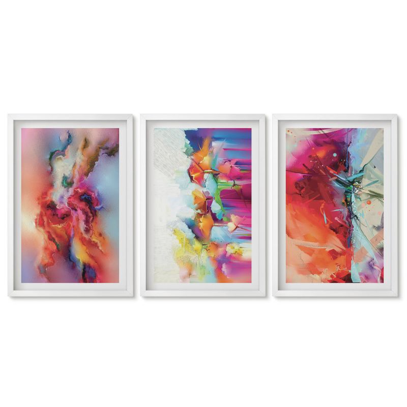 Komplet obrazów biała rama Tulup 40x60 cm Kolorowe abstrakcje formy Obrazy w białej ramie 1 kpl