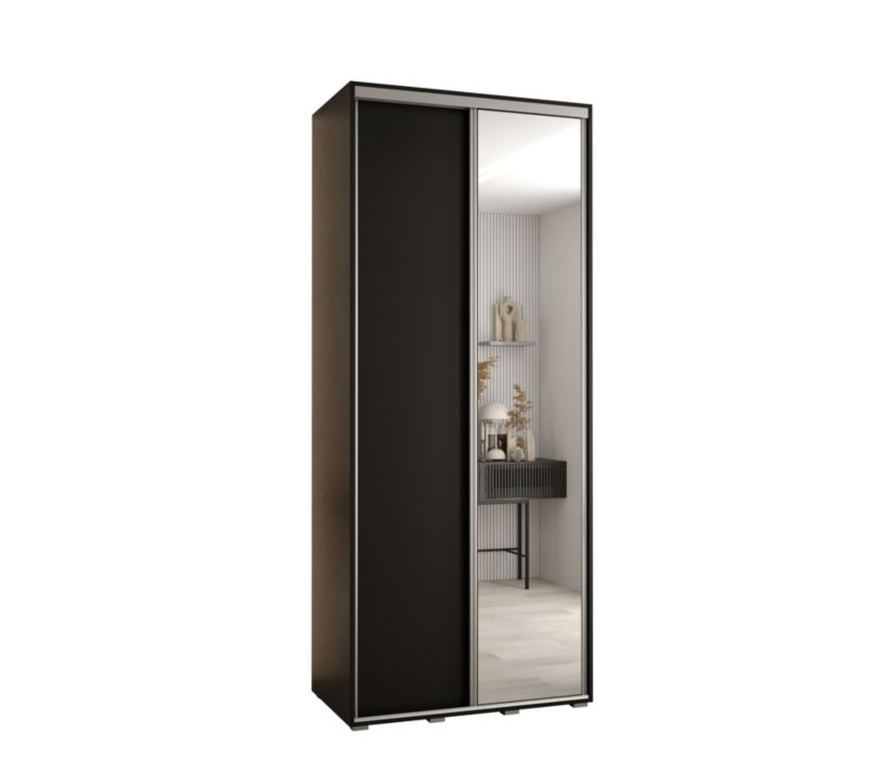 Szafa przesuwna Abiks DAVOS 3 wysoka szer.110cm gł.60cm czarny/czarny/srebrny 1szt.