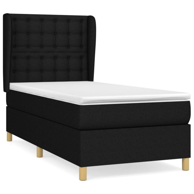 Łóżko z materacem WaszeMeble 100x200 cm Czarny tkanina WM-3128823 1 szt.