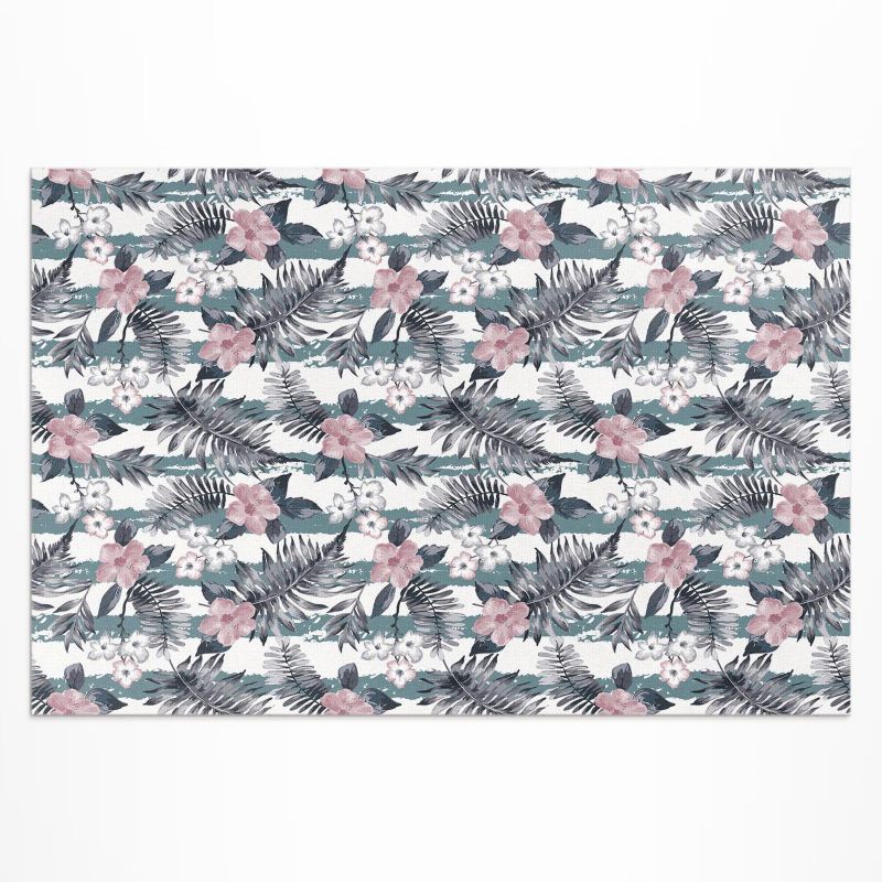Dywan Winylowy Zewnętrzny Wallfluent 60x90 cm Hawajskie liście i kwiaty wzór tropikalny 1 szt.