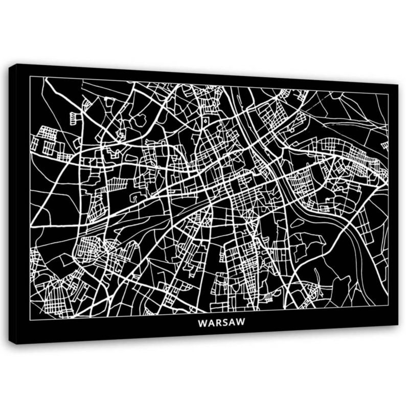 Obraz na płótnie Feeby Warszawa - plan miasta 45x30cm 1szt