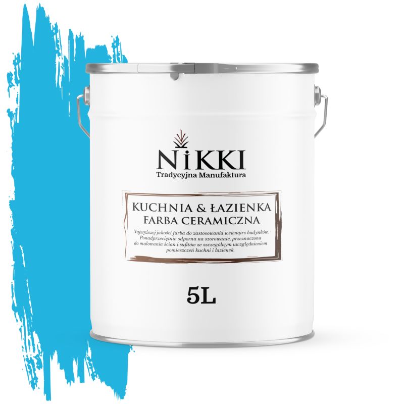 Farba Ceramiczna do Kuchni i Łazienki Zmywalna NIKKI Niebieski H0340 Głęboki Mat 5L