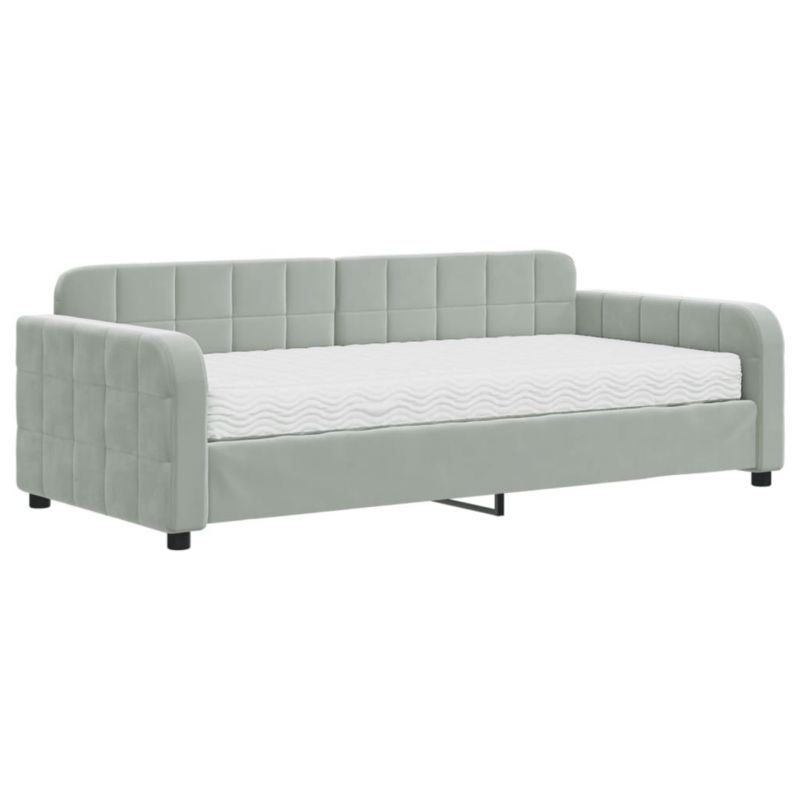 Sofa rozkładana WaszeMeble 90x190 cm Jasnoszary aksamit WM-3196918 1 szt.