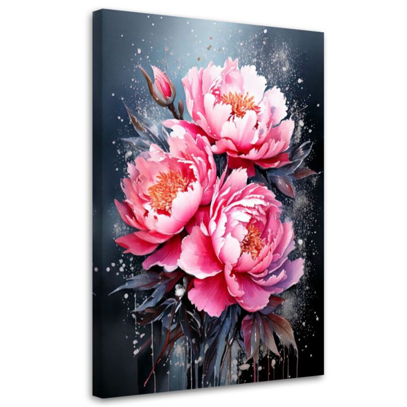 Obraz na płótnie Feeby Piwonie Różowe Kwiaty 80x120cm 1szt