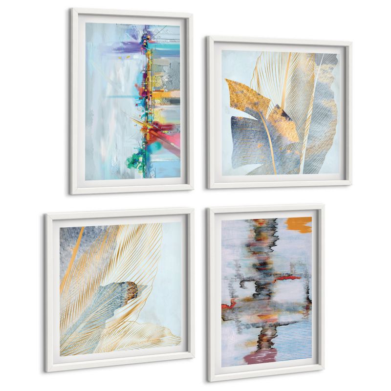 Zestaw 4 Obrazów ArtPrintCave (2x50x50+2x40x60cm) Biała rama Abstrakcyjne malarskie kompozycje 1 kpl.