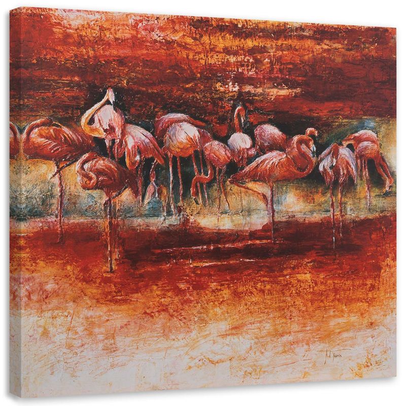 Obraz na płótnie Feeby Stado różowych flamingów 30x30cm 1szt