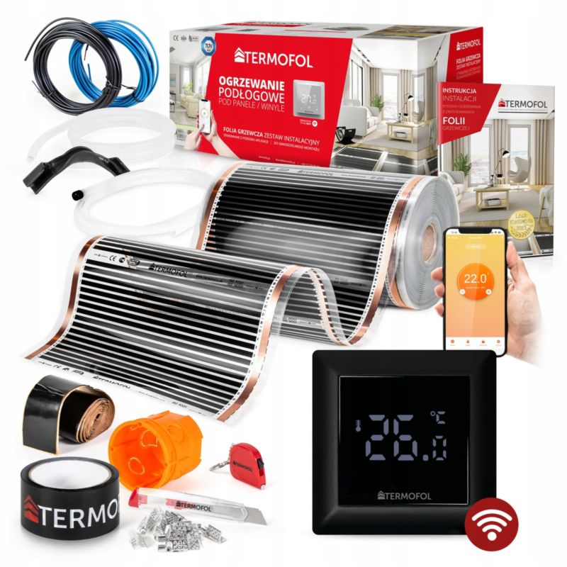 ZESTAW Folia Grzewcza TERMOFOL na podczerwień moc 140W 50 cm pow. 6m² TF-H6 BLACK WiFi 1kpl