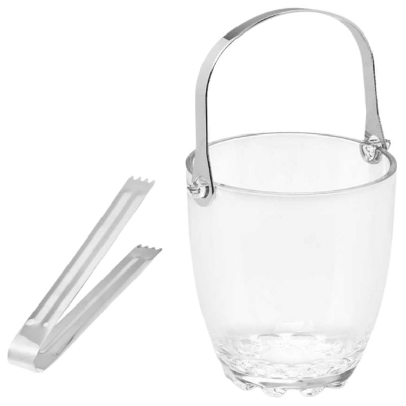 Szklane wiaderko na lód Vivalto z metalowymi szczypcami 0,8L 15x15x13 cm 1 szt.