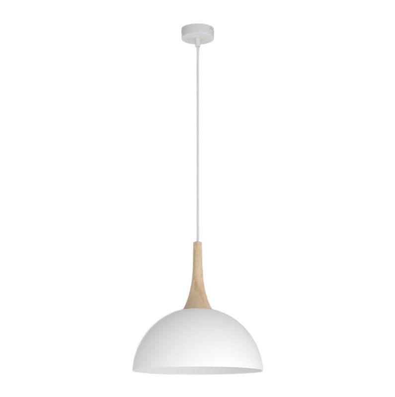 Lampa wisząca mała kopuła z drewnianym detalem Emibig NAUTICA biała 1xGX53x12W IP20 wym:140x30x30cm - 1 szt.