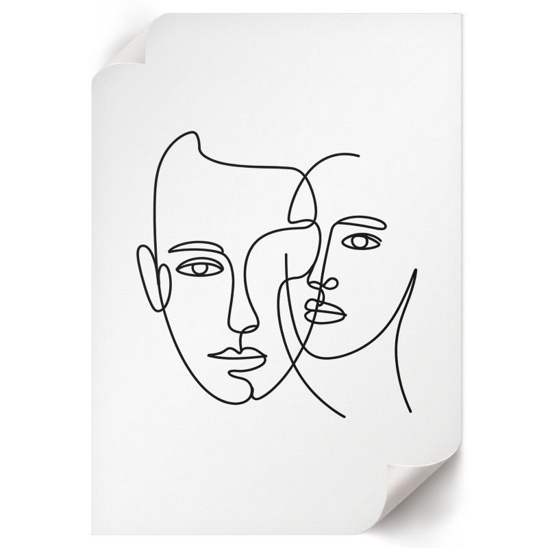 Plakat Do Łazienki ArtPrintCave 29,7x42 cm Line art twarzy Obliqee 1 szt.