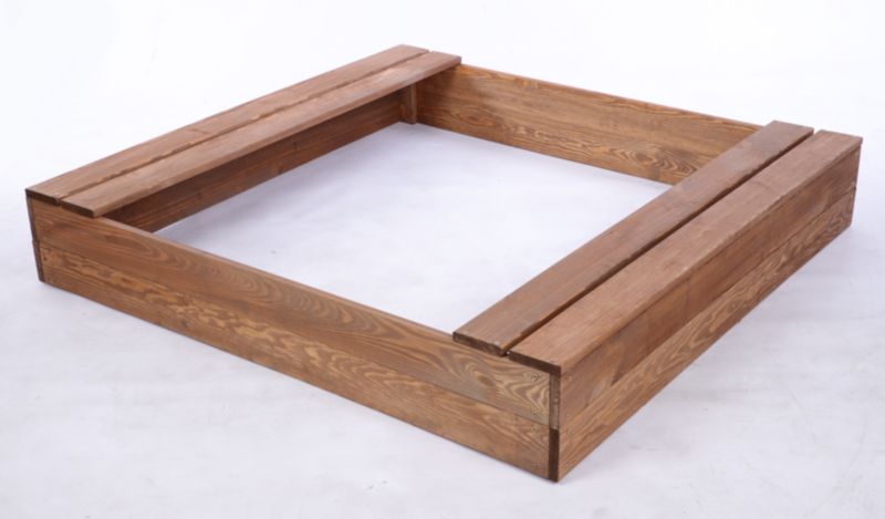 Piaskownica drewniana MODO24 z ławeczkami z plandeką 120 x 117 cm impregnacja brązowa 1 szt.