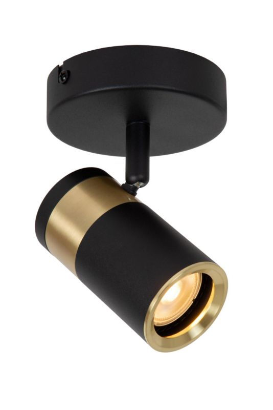 Reflektor spot obrotowy z obwódką Lucide GORIK czarno-złoty 1xGU10x40W IP20 wym:15x10x10cm - 1 szt.