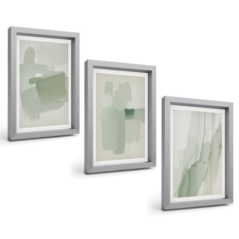 Komplet 3 Obrazów w Srebrnej Ramie ArtPrintCave 20x30 cm Grafika Ścienna Abstrakcyjne akwarelowe wzory 1 kpl.