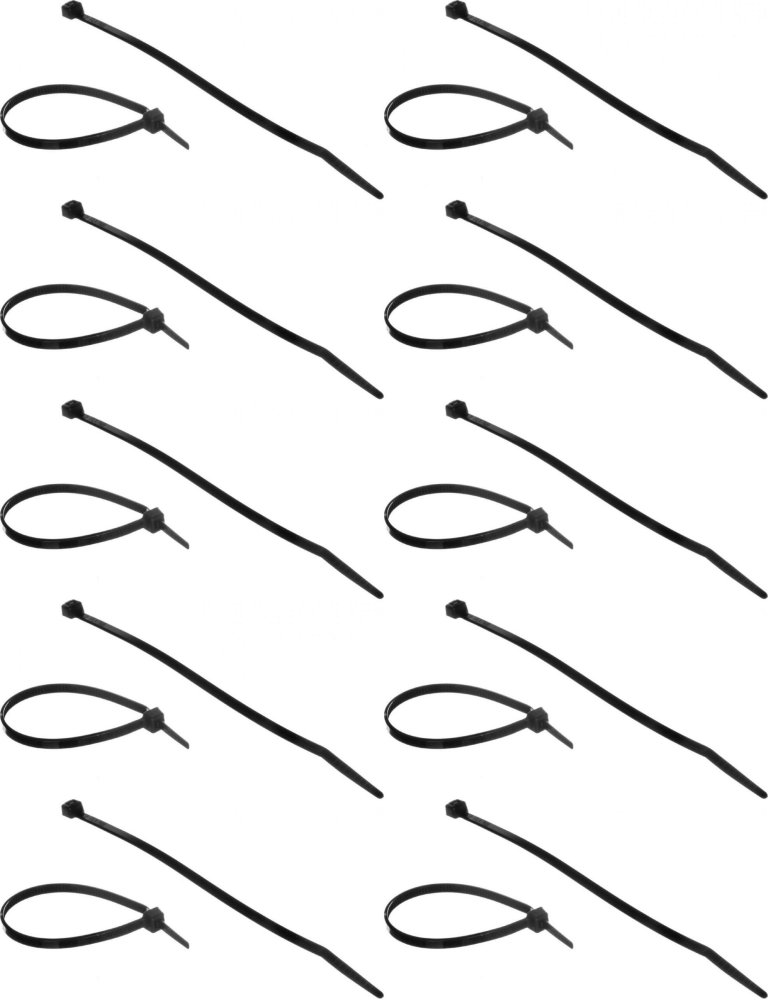 10x Opaska zaciskowa Erko, 4.8x200mm, 100 sztuk, czarny