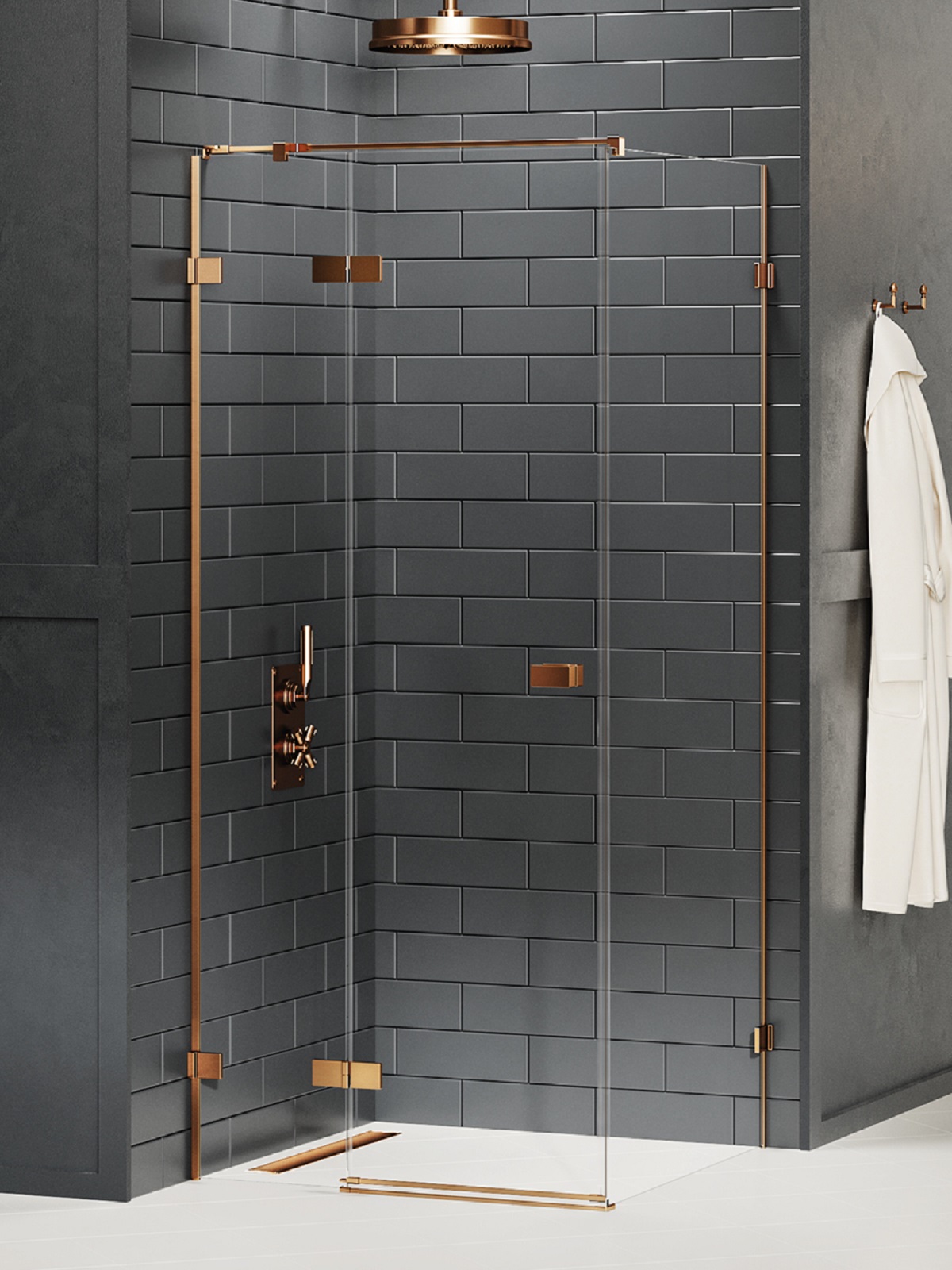 New Trendy Avexa Copper Brushed kabina prysznicowa 80x90 cm prostokątna lewa miedź szczotkowana/szkło przezroczyste EXK-3547