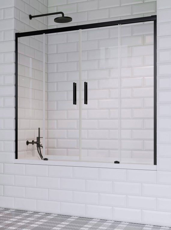 Radaway Idea Black PN DWD parawan nawannowy 180 cm 4-częściowy czarny mat/szkło przezroczyste 10004180-54-01
