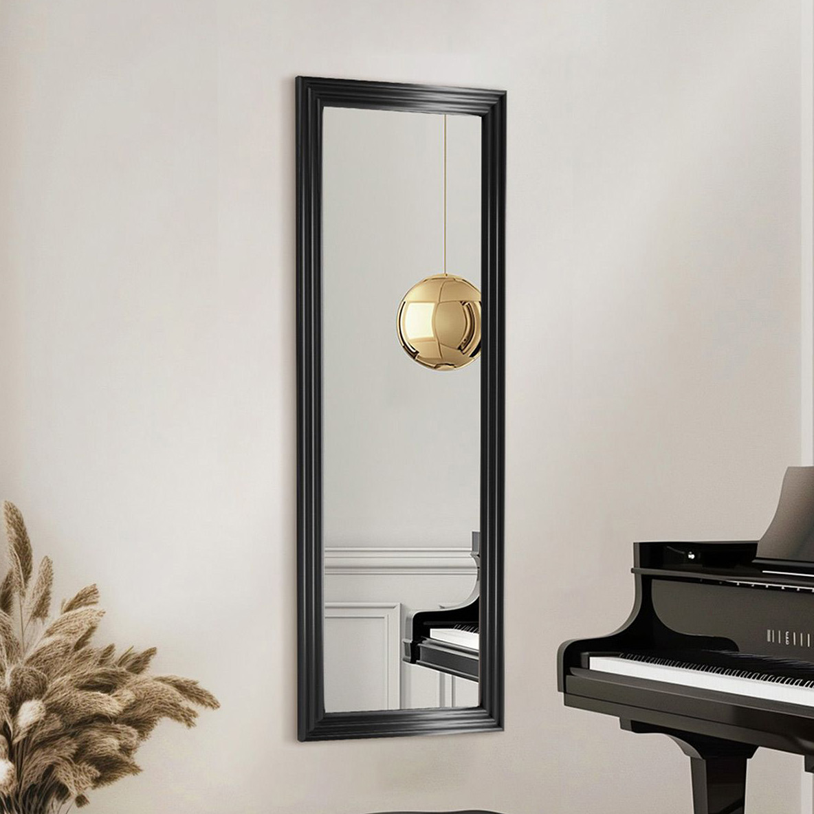 Styler Wave lustro 50x142 cm prostokątne czarny LU-12428