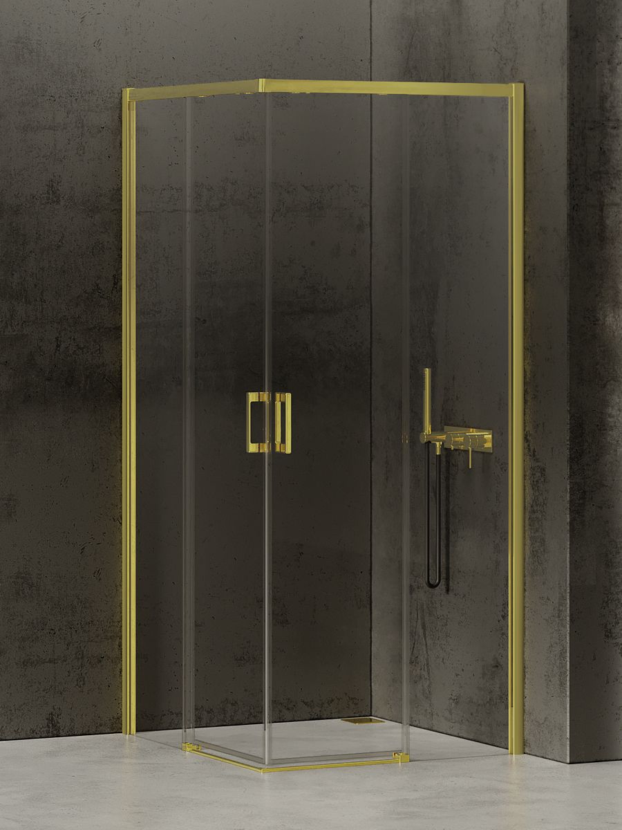New Trendy Prime Light Gold kabina prysznicowa 90x70 cm prostokątna złoty/szkło przezroczyste D-0418A/D-0415A