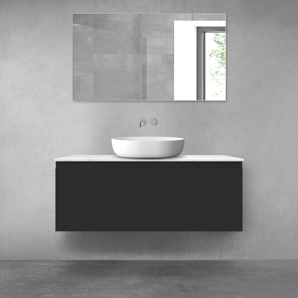 Darmowa Dostawa - Szafka z blatem 120x45.6x48.6 cm podumywalkowa wisząca czarna Oltens Vernal 68713300