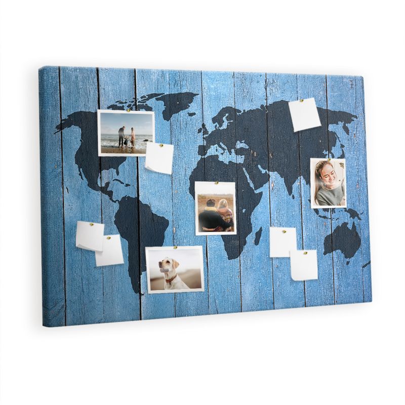 Tablica Korkowa Do Biura Pokoju Tulup 120x80 cm Rustykalna mapa globu Pinezki metaliczne 1 kpl