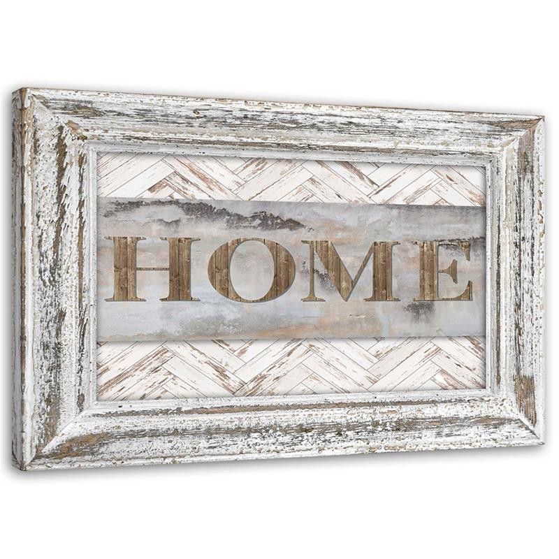 Obraz na płótnie Feeby Napis Home w rustykalnej ramie 90x60cm 1szt
