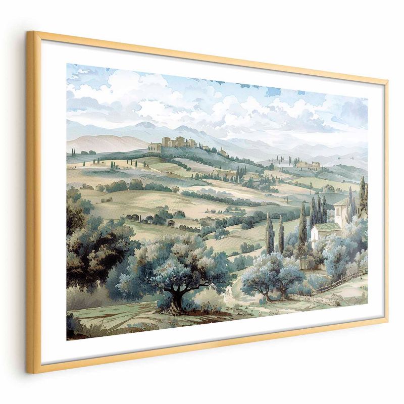 Plakat Artgeist Pejzaż z polami 60x40 cm z ramą złotą 1 szt