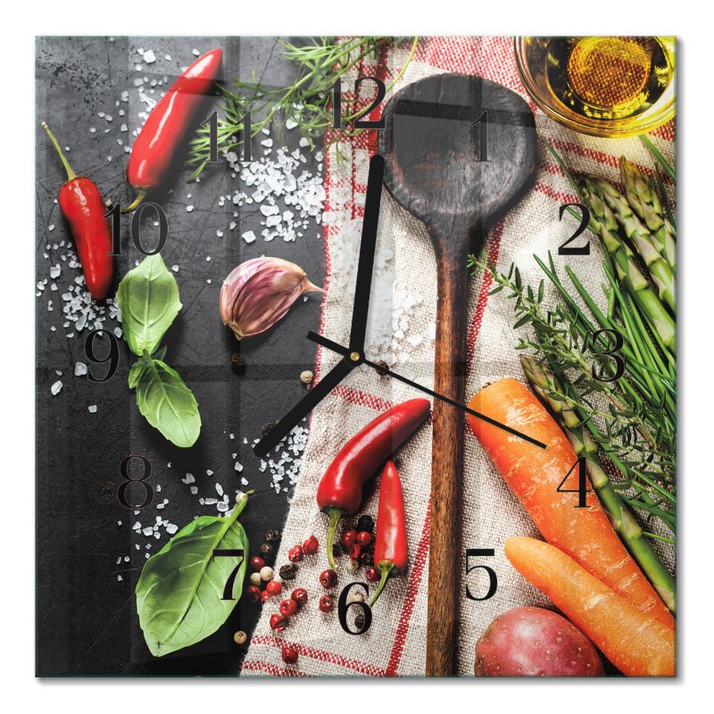 Designerski Zegar Ścienny Tulup 30x30 cm z Czarnymi Wskazówkami Przyprawy 1 szt.