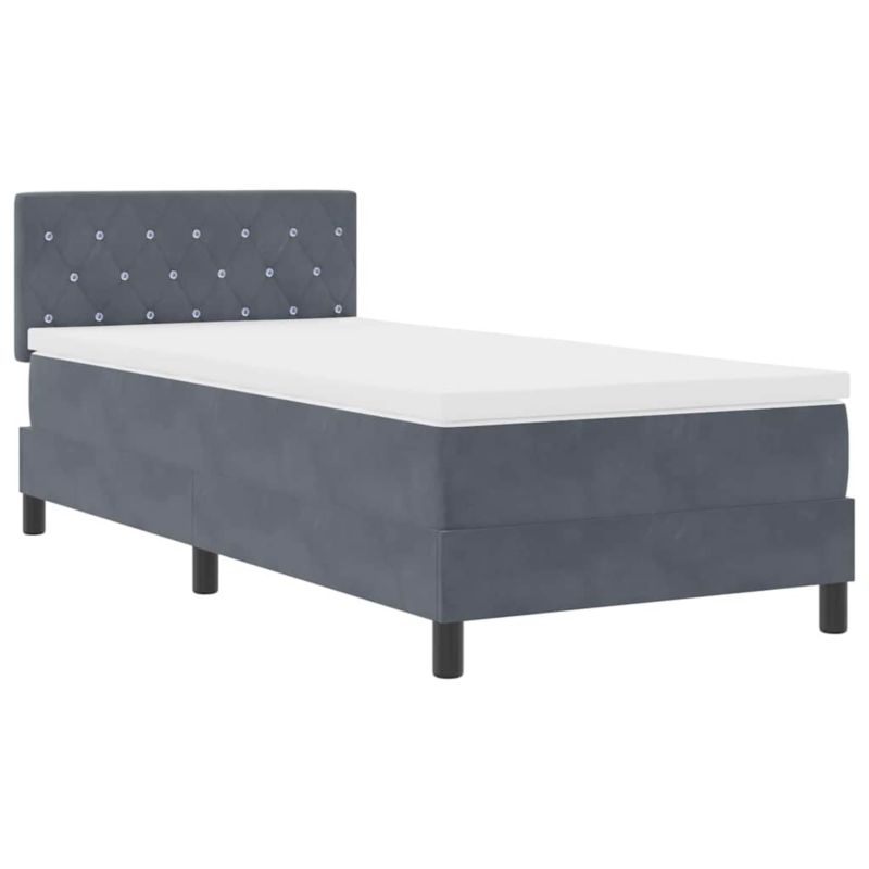 Łóżko z materacem WaszeMeble 90x200 cm Ciemnoszary aksamit z LED WM-3342561 1 szt.