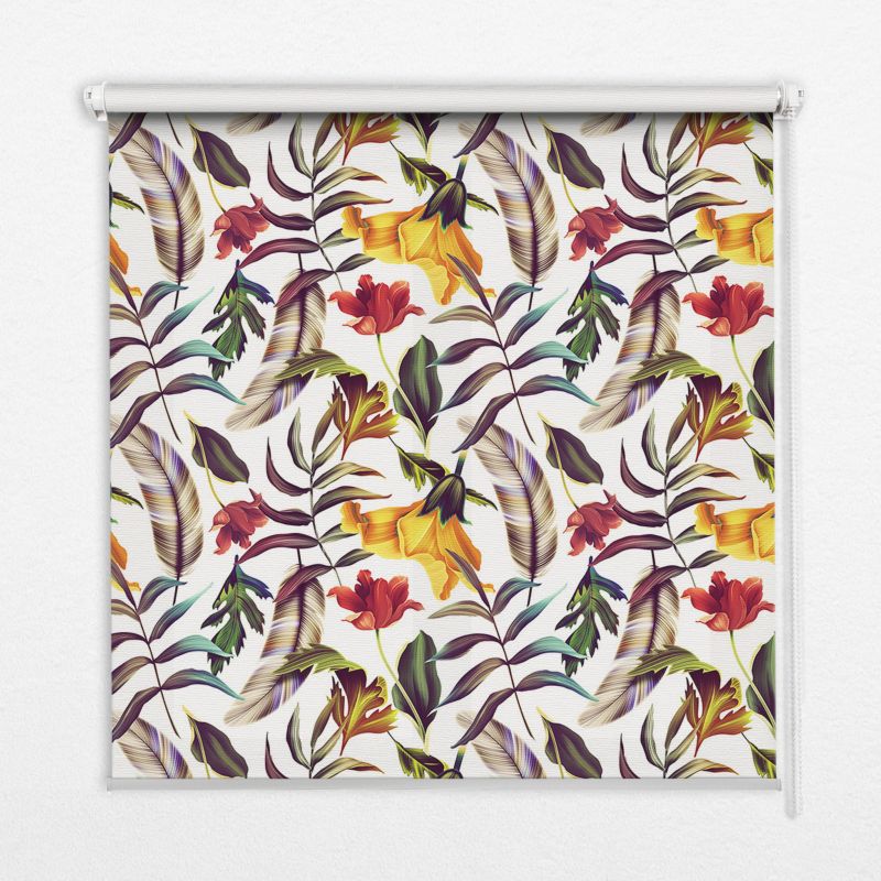 Roleta Do Sypialni Tulup 100x100 cm Kolorowe Kwiaty Montaż do ściany/sufitu 1 szt.