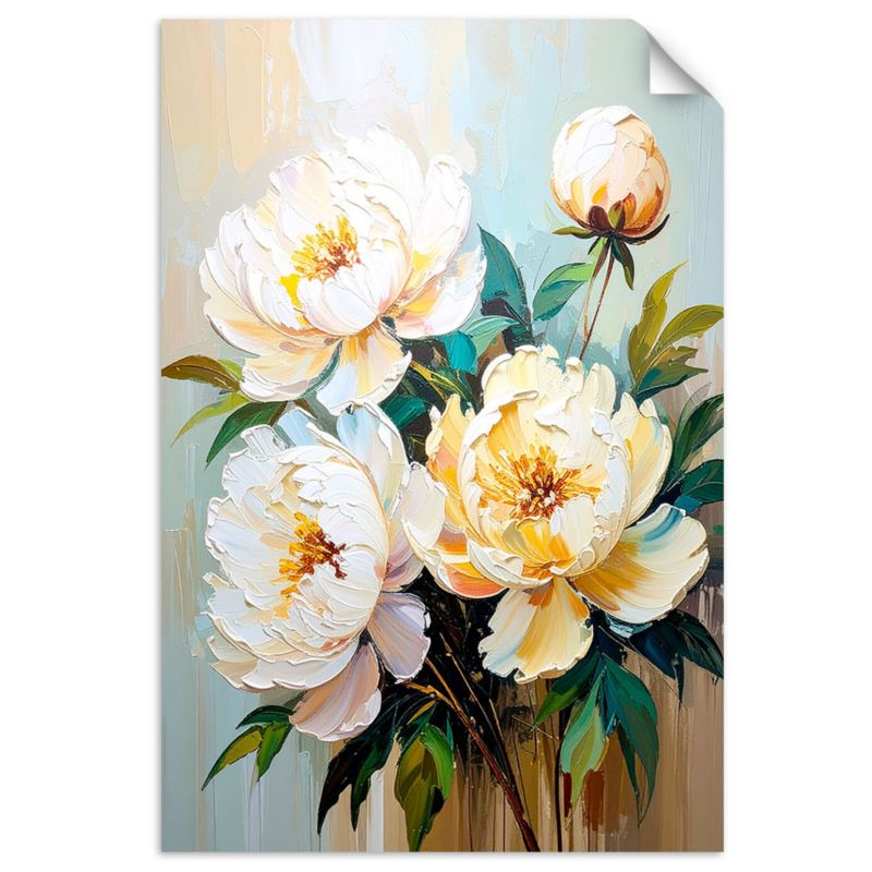 Naklejka samoprzylepna Feeby Piwonie Białe Kwiaty Bukiet 60x90cm 1szt