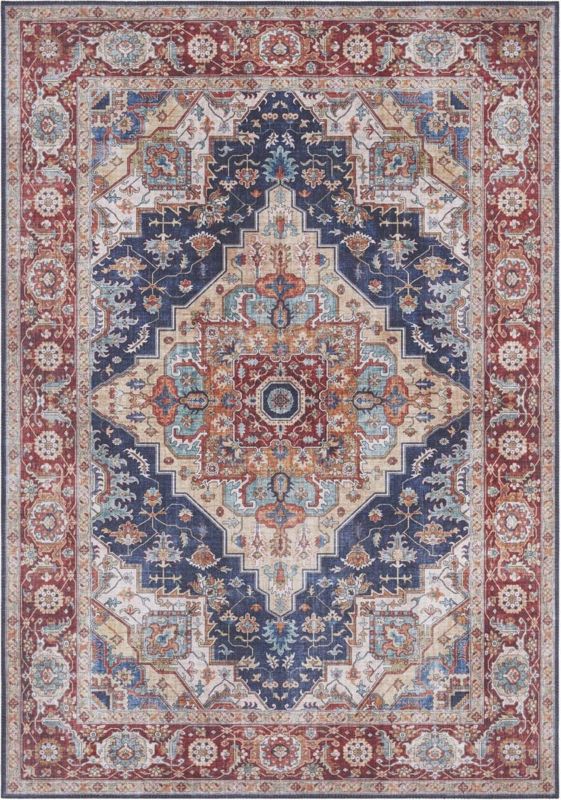 Dywan Nouristan orientalny do salonu 160x230cm, czerwono niebieski płasko tkany 1 szt.