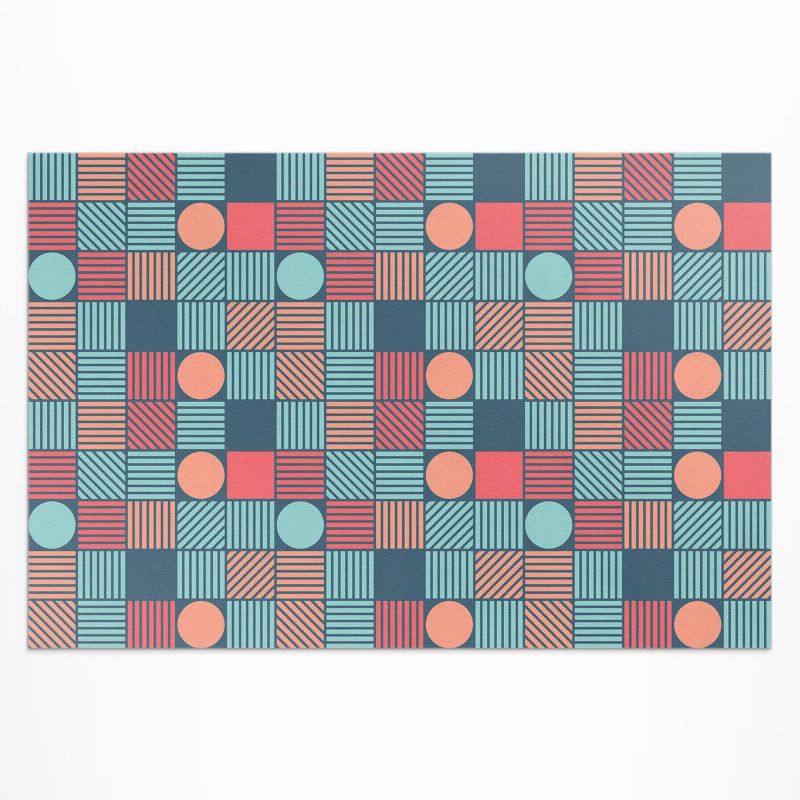 Winylowy Chodnik Zewnętrzny Wallfluent 100x150 cm Retro vintage wzór geometryczny 1 szt.