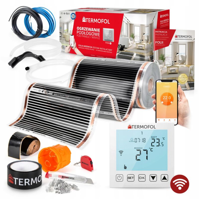 ZESTAW Folia Grzewcza TERMOFOL na podczerwień moc 140W 50cm pow. 2m² + WiFi 1kpl