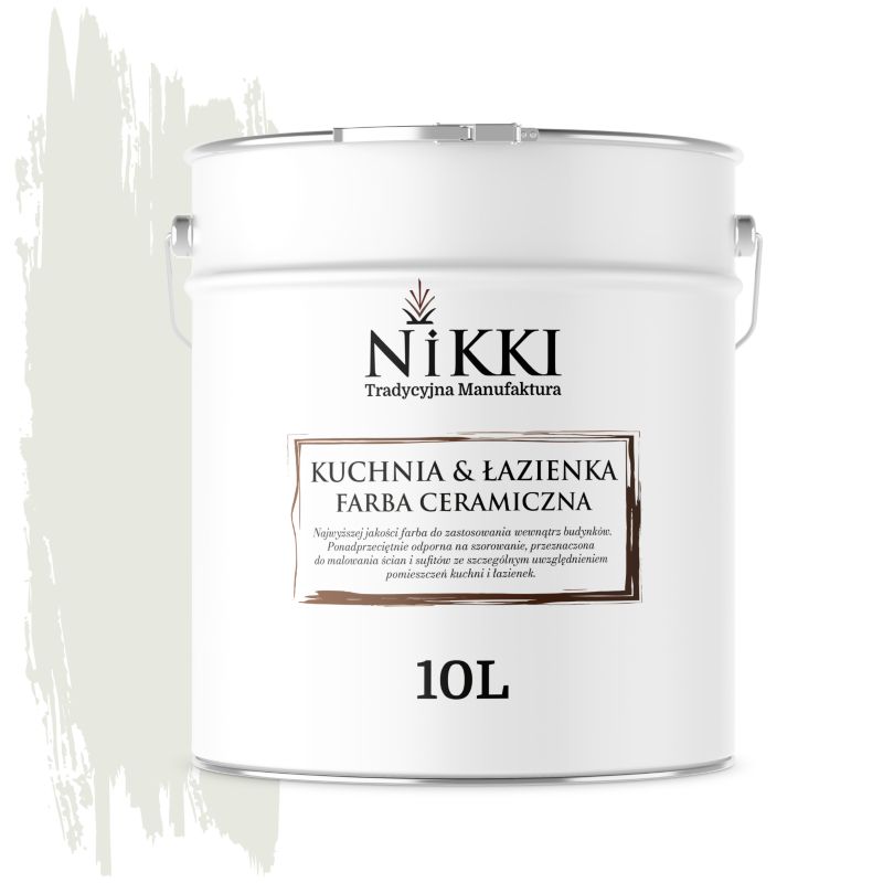 Farba Ceramiczna do Kuchni i Łazienki Zmywalna NIKKI Biel złamana w oliwkowy H2079 Głęboki Mat 10L