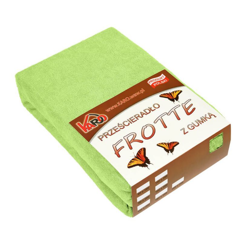 Prześcieradło frotte z gumką KARO 140x200 limonkowe 1 szt.