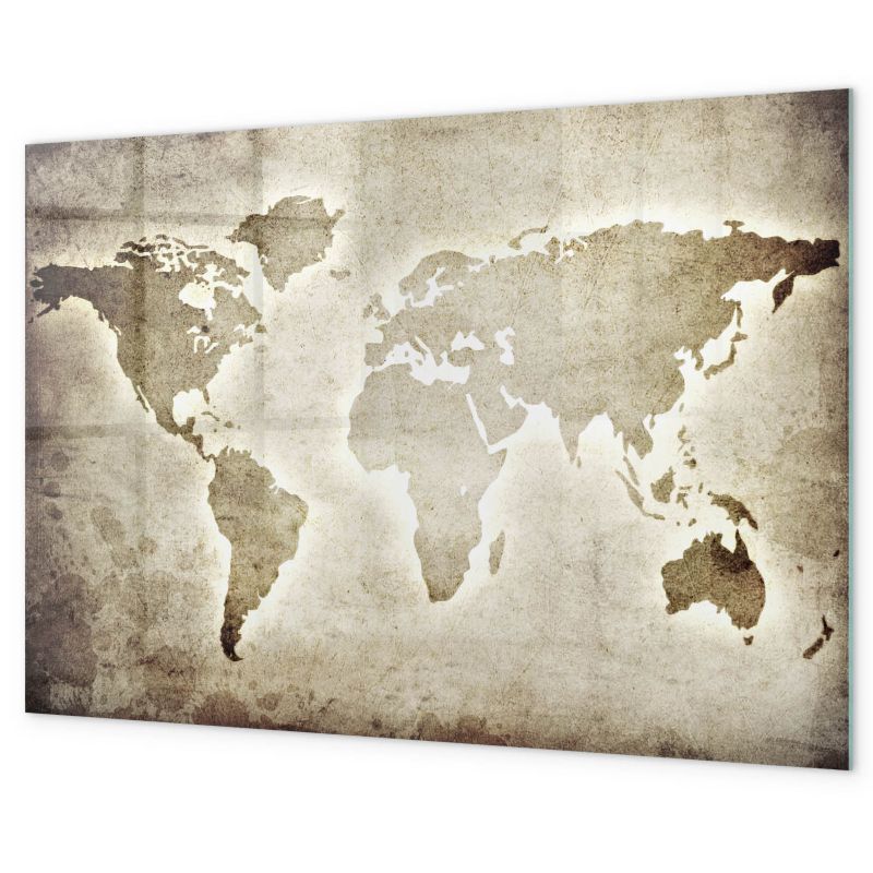 Szklana Tablica Do Pisania Magnetyczna Tulup 60x40 cm Glob ziemski mapa Planer ścienny do kuchni Czarny marker 1 kpl