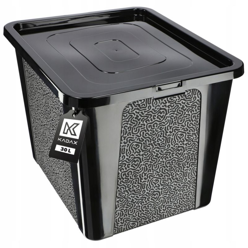 Pojemnik KADAX Plastikowy 30L Z Pokrywą Zamykany Pudełko Duży Organizer Czarny 1 szt.
