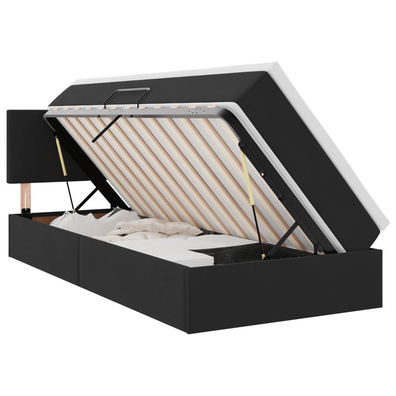 Łóżko Kontynentalne WaszeMeble z Materacem 90x190 cm Czarne WM-3371303 1 szt.