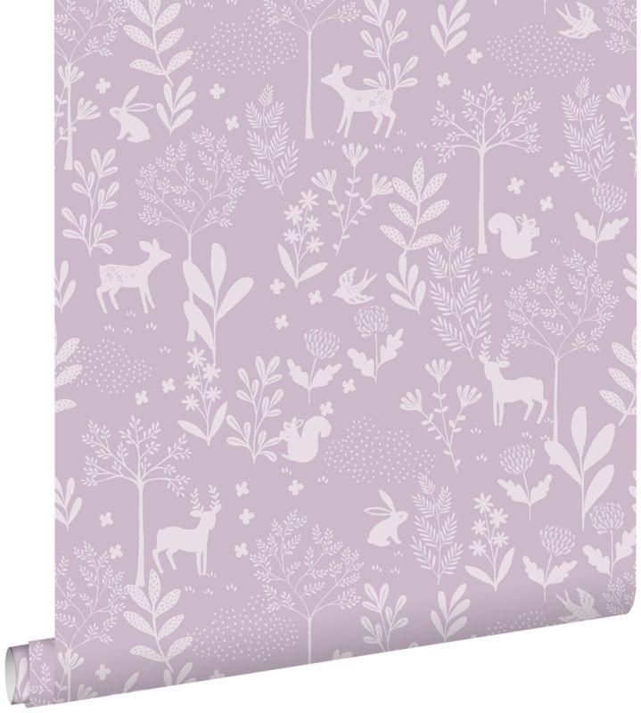 Tapeta ESTAhome las ze zwierzętami leśnymi fioletowym 53 cm x 10.05 m - 1 rol.