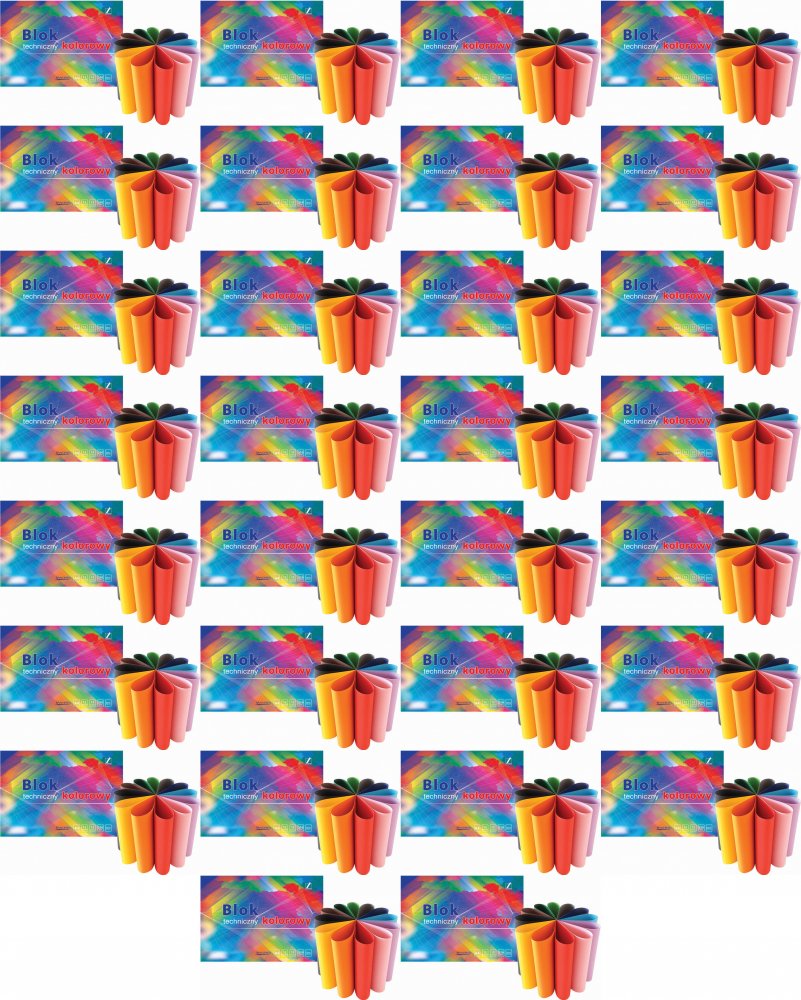 100x Blok techniczny Kreska Vincent, A4, 12 kartek, kolorowy
