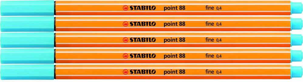 5x Cienkopis Stabilo Point 88/57, 0.4mm, błękitny