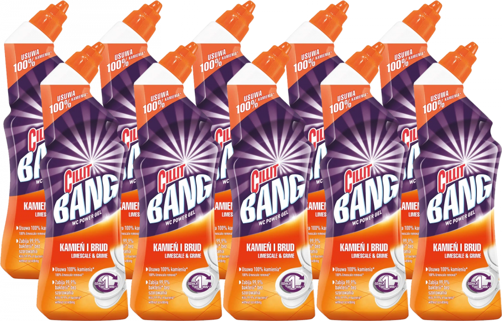 10x Żel do toalet Cillit Bang Kamień i brud, 750ml