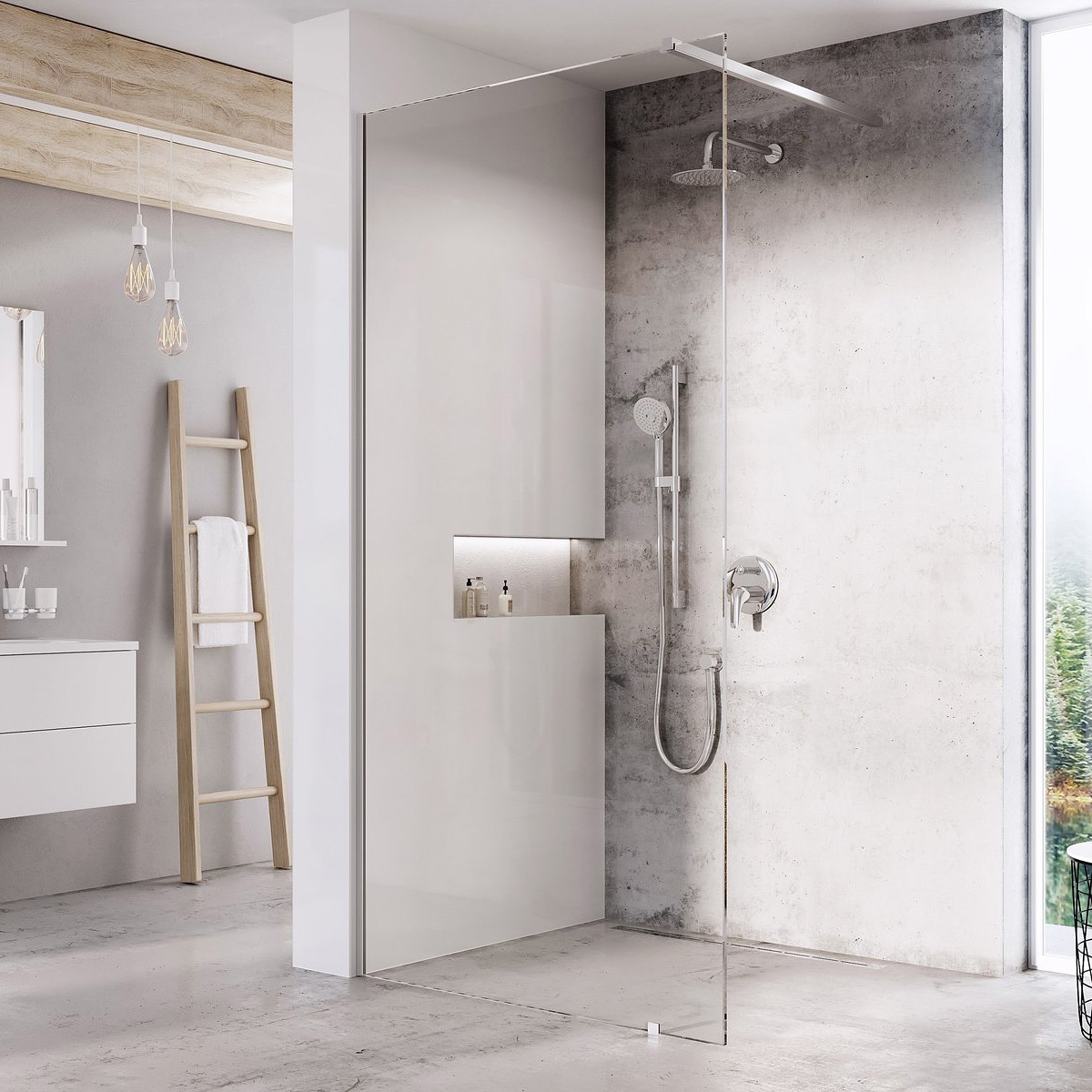Ravak Walk-In Wall SET ścianka prysznicowa walk-in 70 cm polerowane aluminium/szkło przezroczyste GW9W10C0SZ1