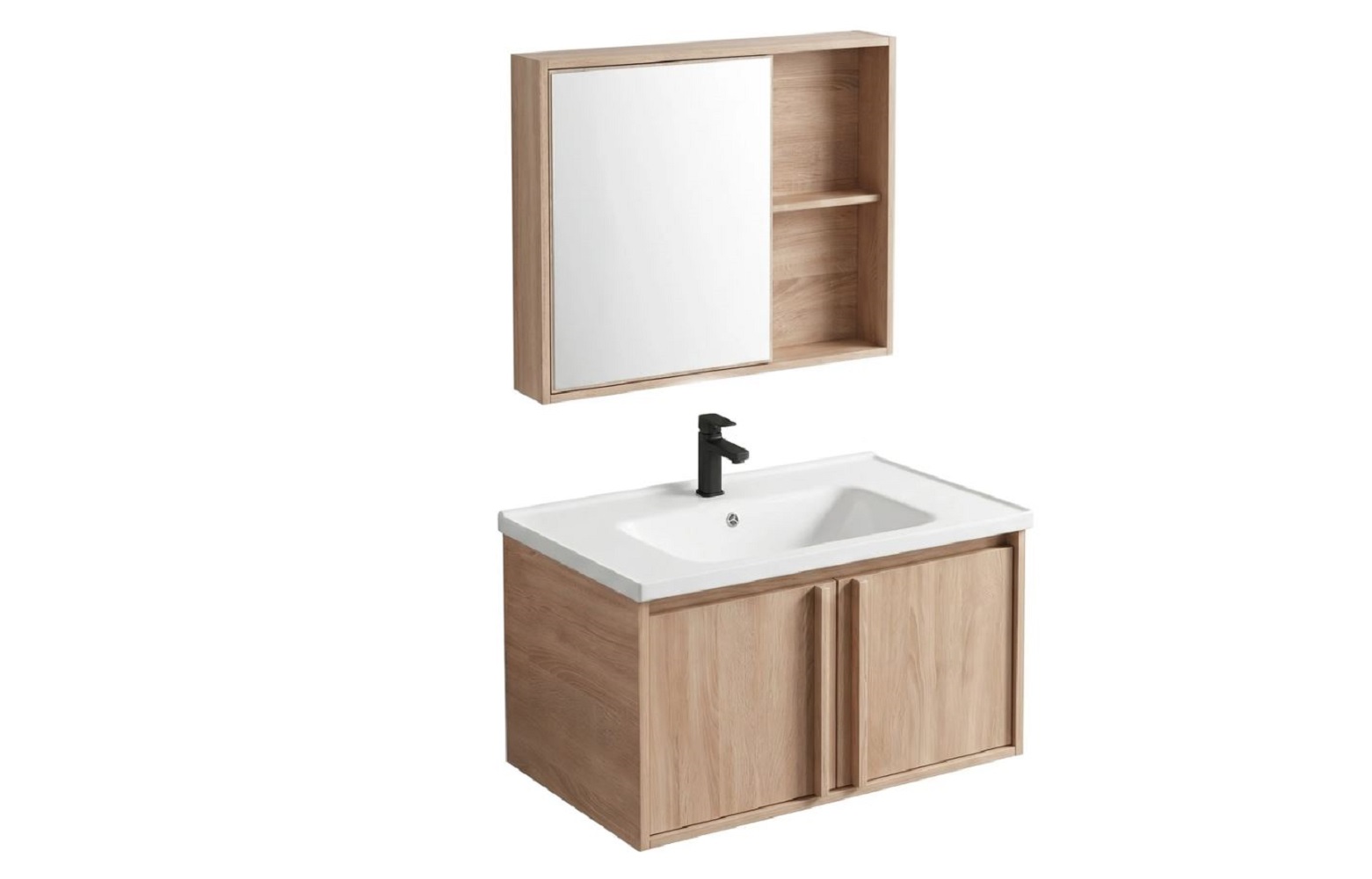 Rea Gama umywalka z szafką i lustrem 70 cm brązową REA-M0209