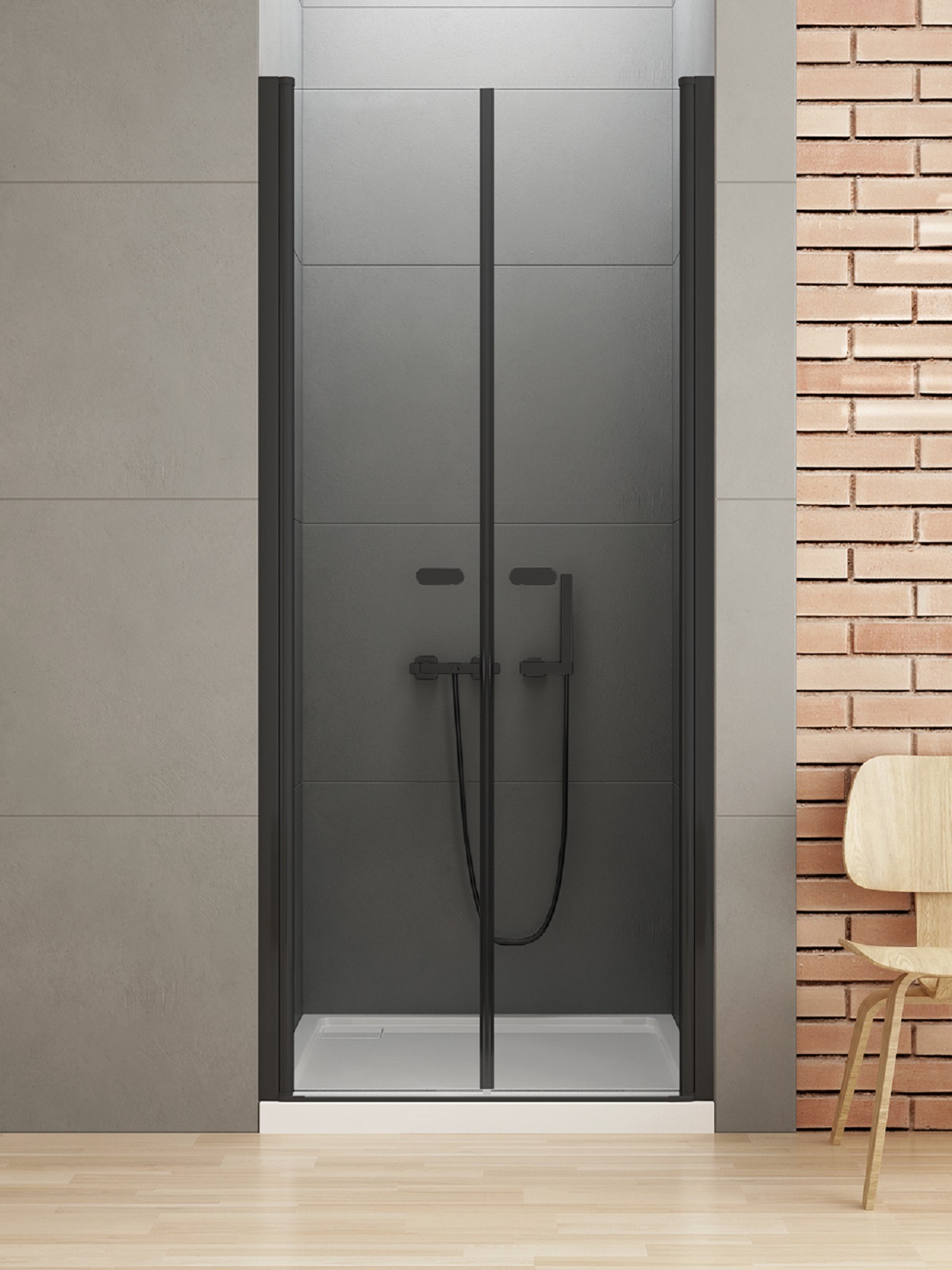 New Trendy New Soleo Black drzwi prysznicowe 130 cm uchylne czarny mat/szkło przezroczyste D-0248A