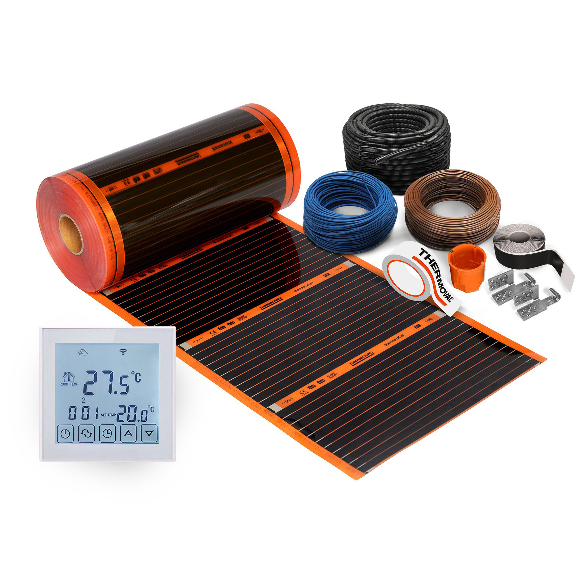 Thermoval PTC folia grzewcza 5 m2 120W/m2 z akcesoriami i termoregulatorem TVT 31 WIFI białym - Wysyłka w 24h