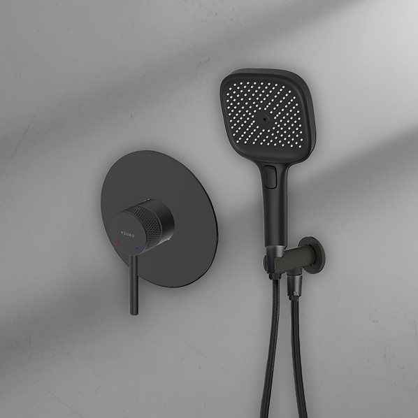 Ksuro 01 zestaw bateria prysznicowa podtynkowa ze słuchawką 3-funkcyjną czarny mat 17004030 - Wysyłka w 24h