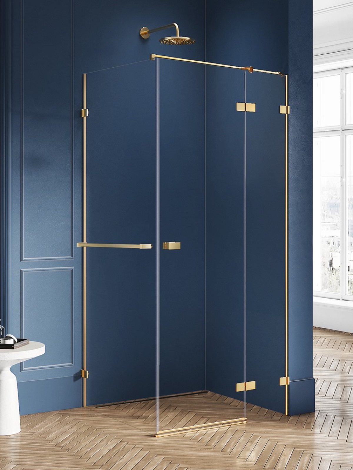 Darmowa Dostawa - Kabina prysznicowa 100x90 cm prostokątna złoty szczotkowany/szkło przezroczyste New Trendy Avexa Gold Brushed EXK3054