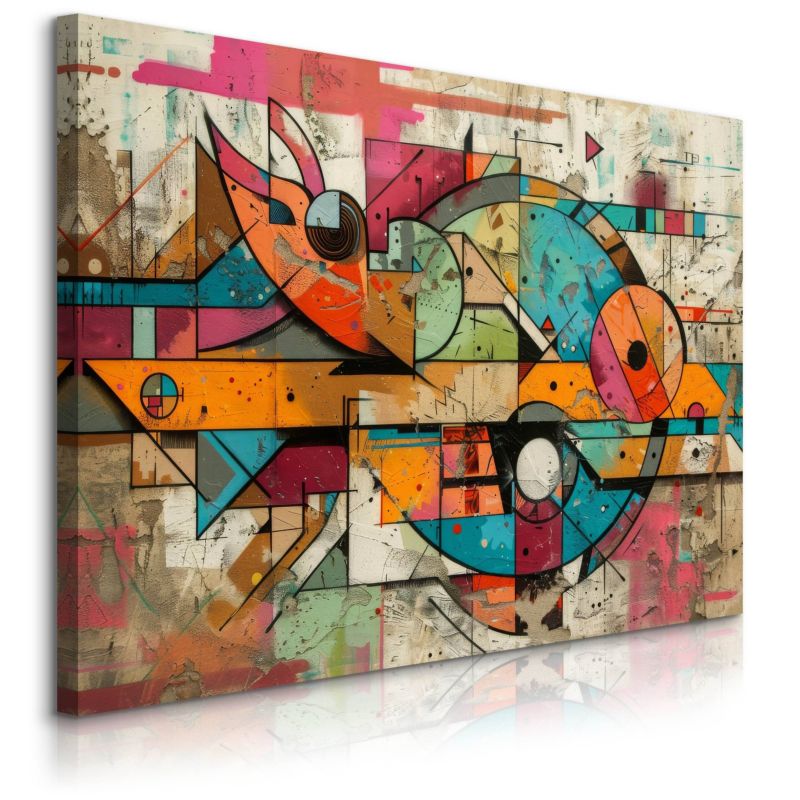 Obraz Muralo Do Salonu Graffiti Abstrakcja Mural Wzory Geometryczne 90x60 cm 1 szt.